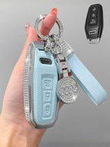 Audi Key Fob Cover with Leather & Metal Frame
