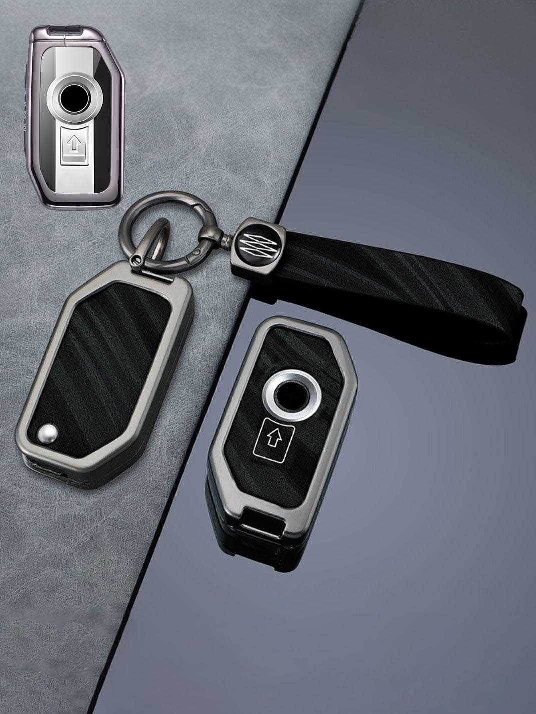 Vintage Leather & Metal Alloy BMW Motorcycle Key Cover