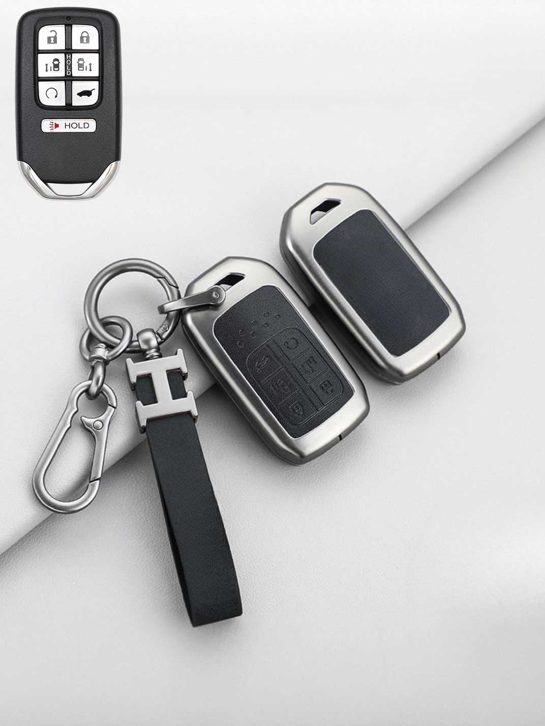 Vintage Leather Metal Alloy Honda Key Cover