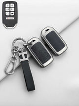 Vintage Leather Metal Alloy Honda Key Cover