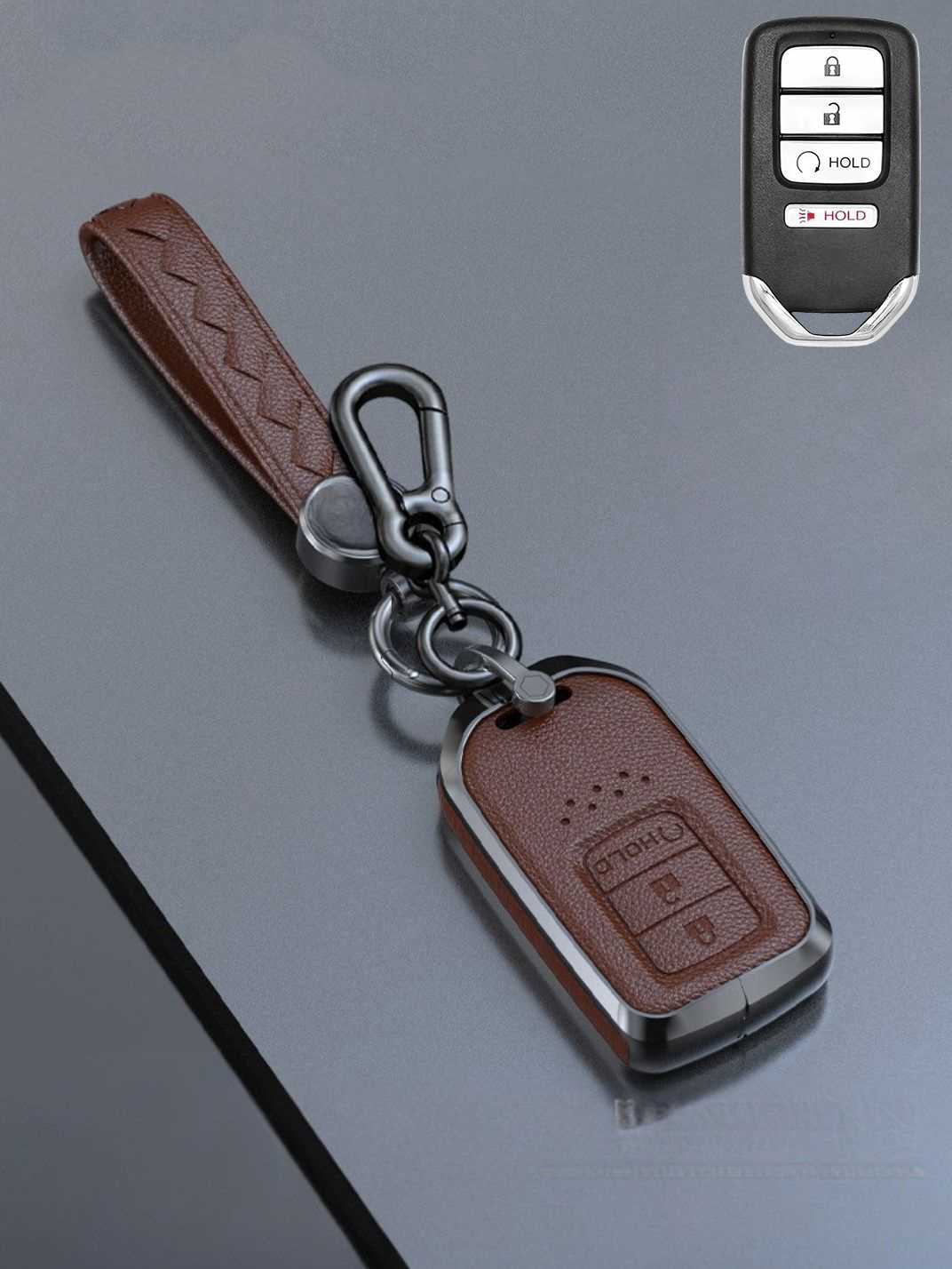 Honda Key Genuine Leather & Metal Frame