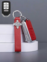 Honda Key Fob Cover with Leather & Metal Frame