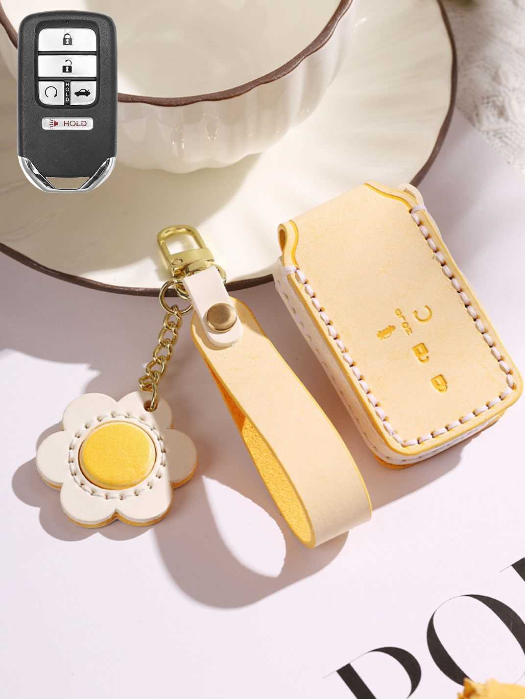 Premium Genuine Leather Honda Key Cover