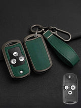 Vintage Leather Metal Alloy Honda Key Cover