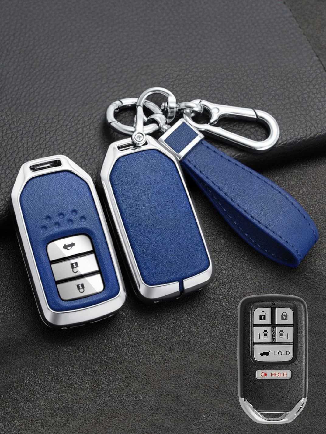 Vintage Leather Metal Alloy Honda Key Cover