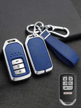 Vintage Leather Metal Alloy Honda Key Cover