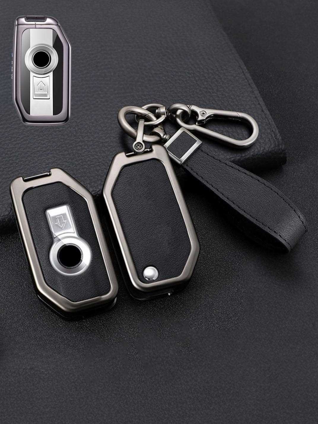 Vintage Leather & Metal Alloy BMW Motorcycle Key Cover