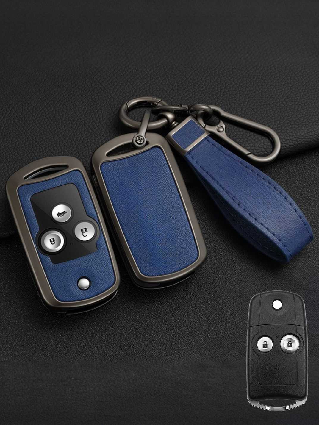 Vintage Leather Metal Alloy Honda Key Cover