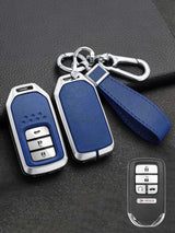 Vintage Leather Metal Alloy Honda Key Cover