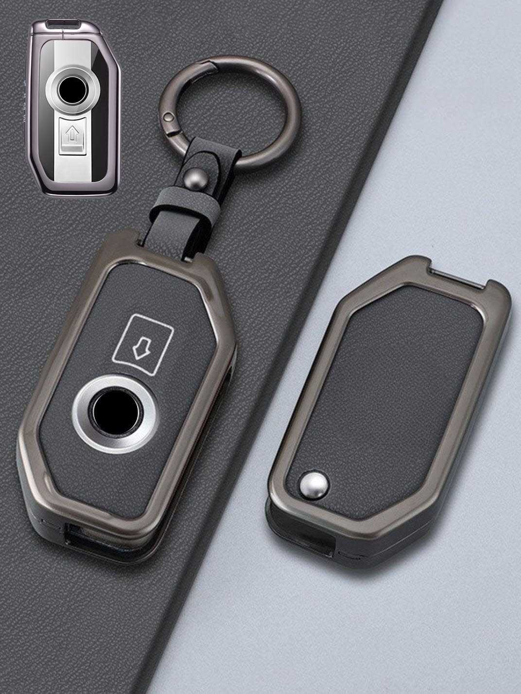 BMW Motorcycle Key Genuine Leather & Metal Frame