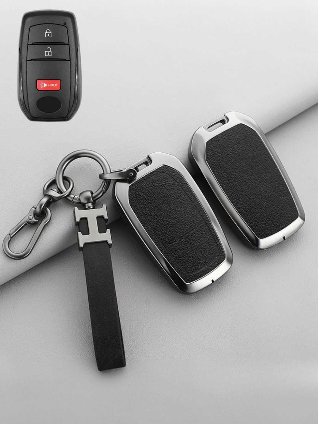 Vintage Leather Metal Alloy Toyota Key Cover