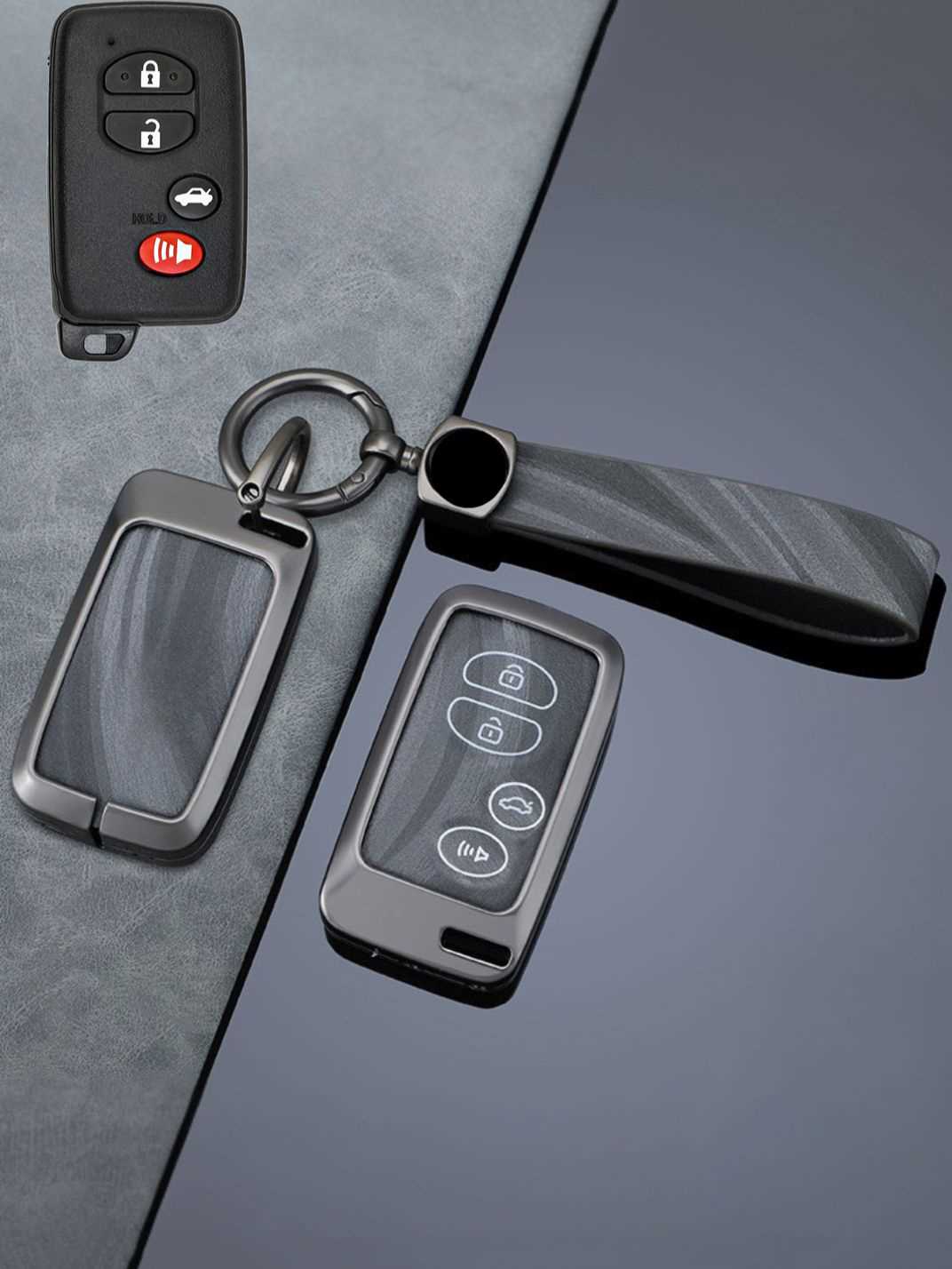 Toyota Key Fob Cover with Leather & Metal Frame