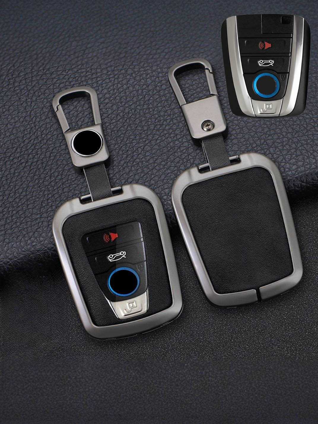 Vintage Leather Metal Alloy BMW Key Cover