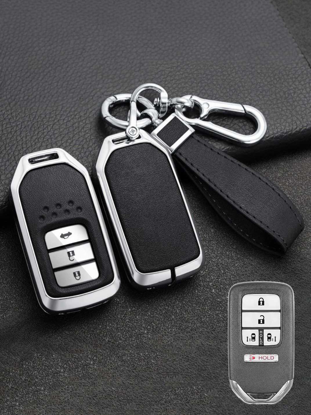 Vintage Leather Metal Alloy Honda Key Cover