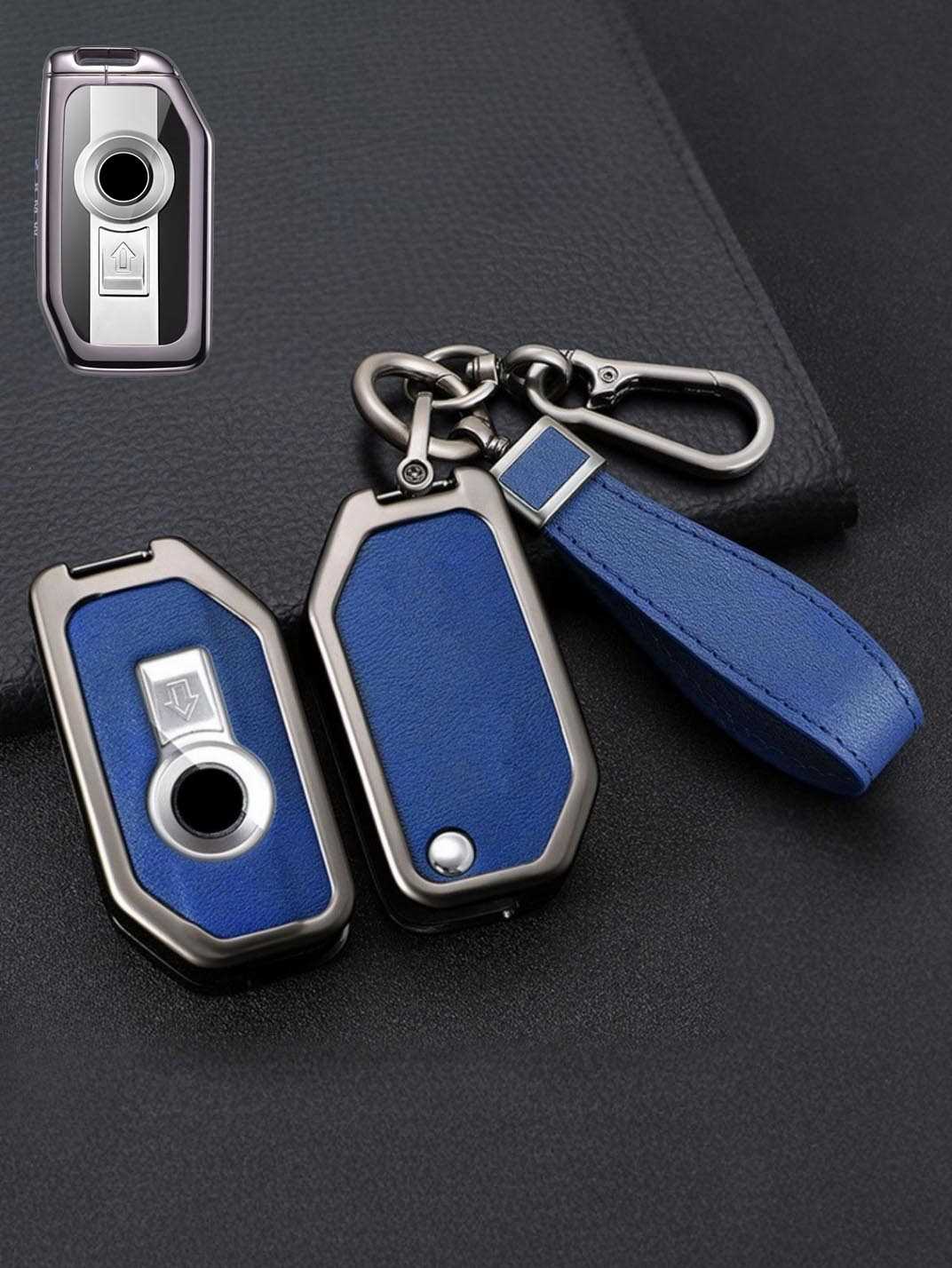 Vintage Leather & Metal Alloy BMW Motorcycle Key Cover
