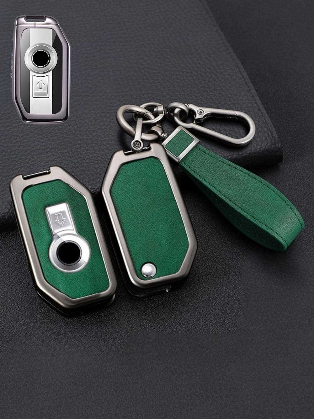 Vintage Leather & Metal Alloy BMW Motorcycle Key Cover