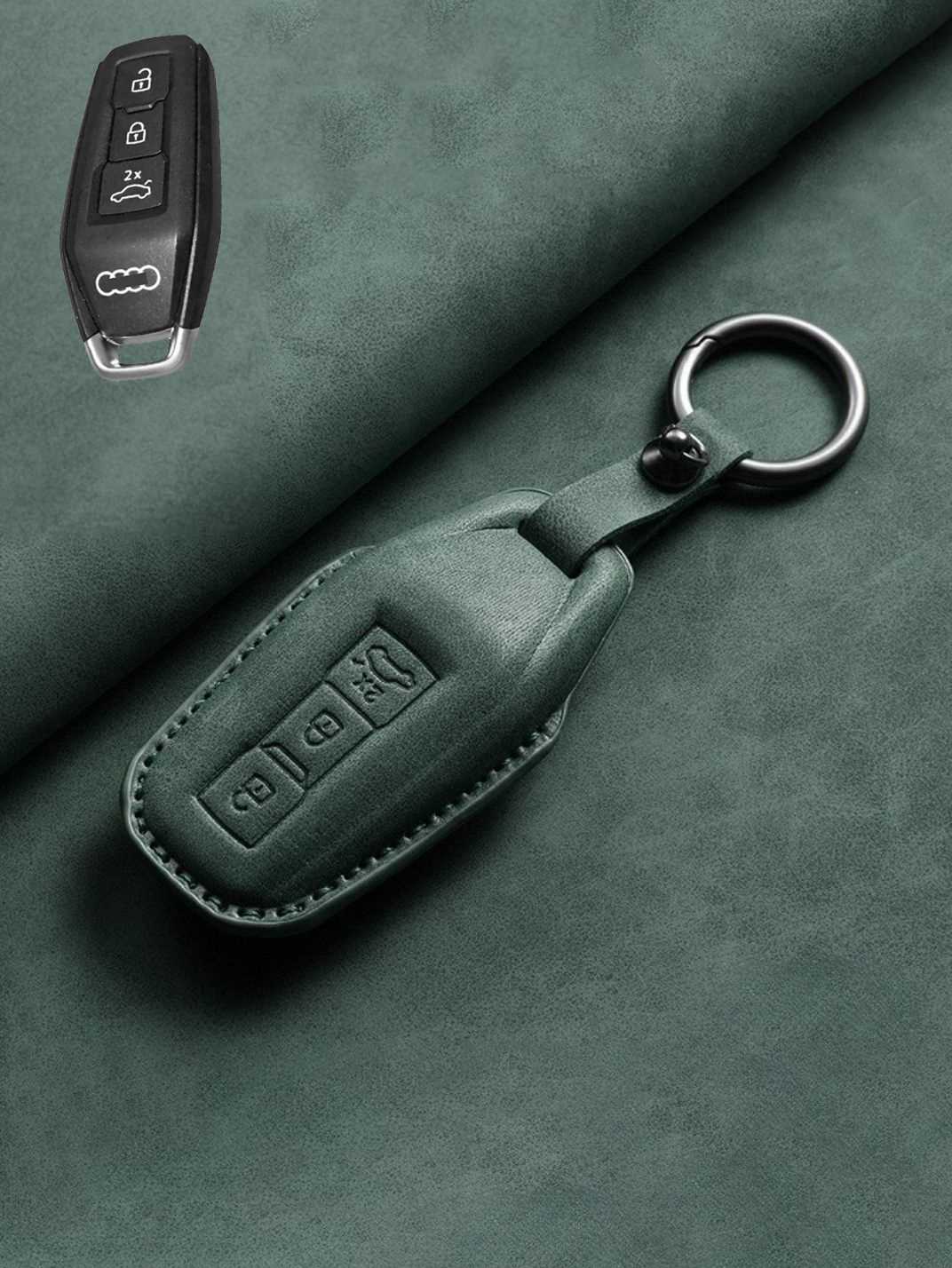 Vintage Leather & Metal Alloy Audi Key Cover