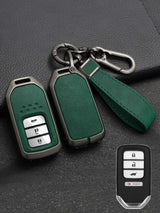 Vintage Leather Metal Alloy Honda Key Cover