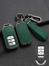 Vintage Leather Metal Alloy Honda Key Cover