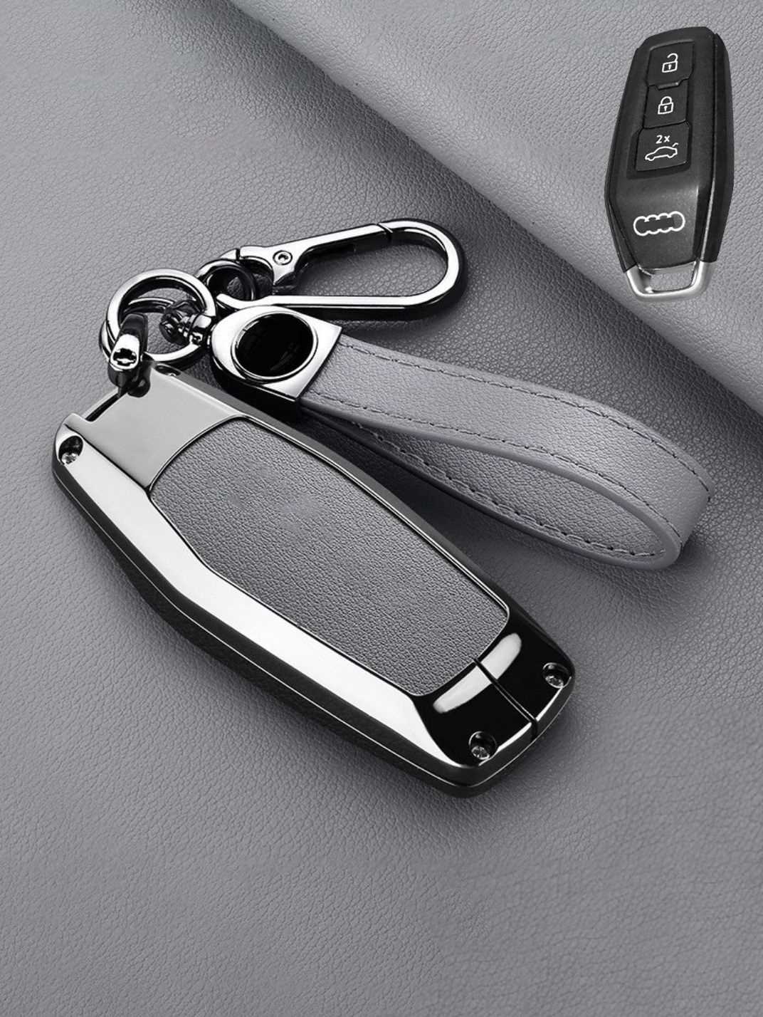Vintage Leather & Metal Alloy Audi Key Cover