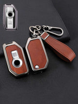 Vintage Leather & Metal Alloy BMW Motorcycle Key Cover