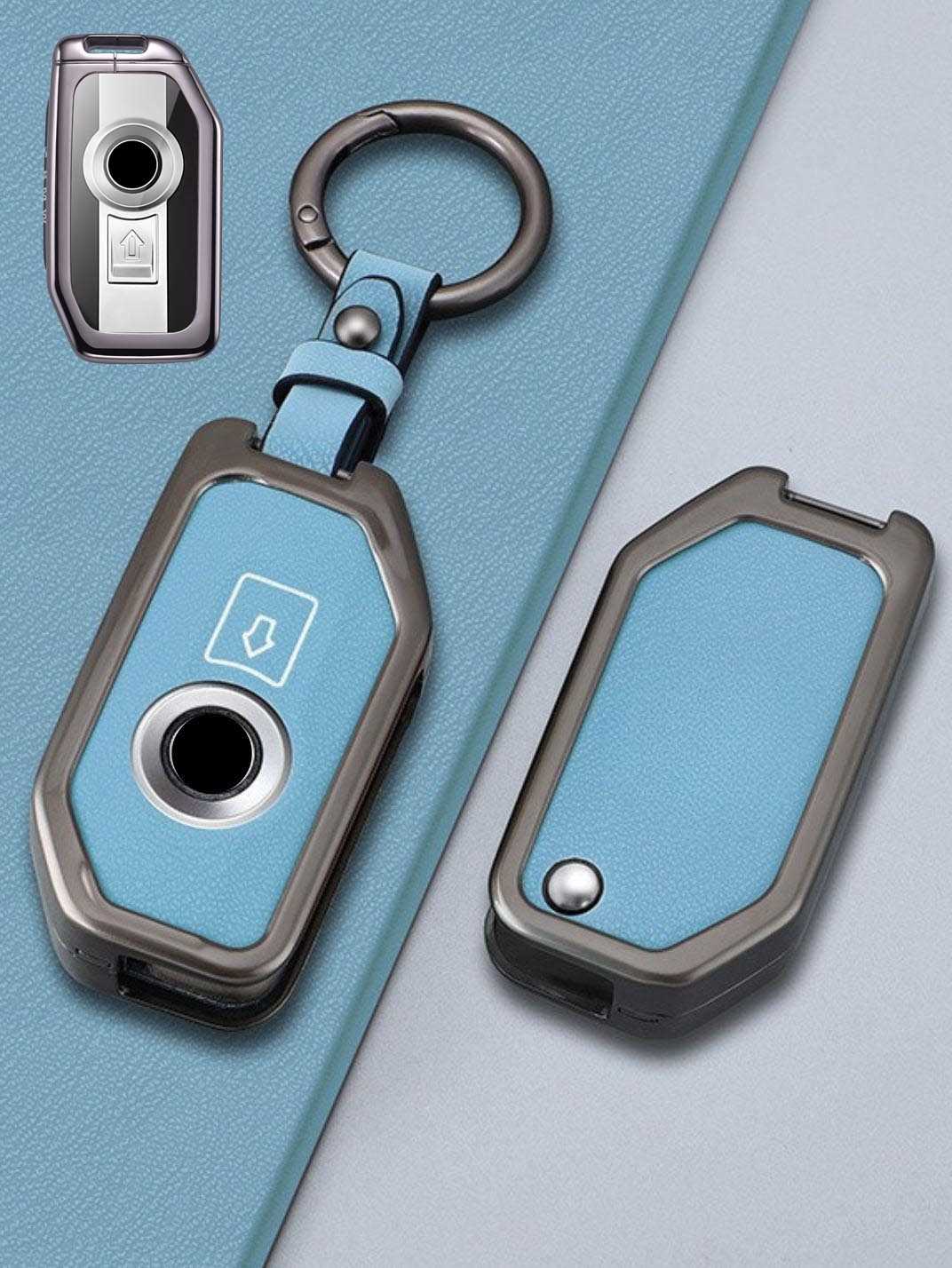 BMW Motorcycle Key Genuine Leather & Metal Frame