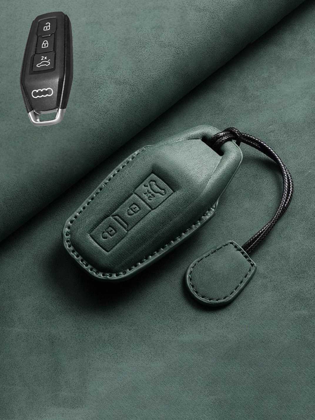 Vintage Leather & Metal Alloy Audi Key Cover