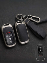 Vintage Leather Metal Alloy Honda Key Cover