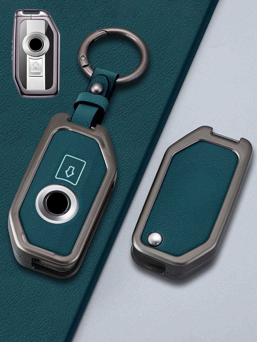 BMW Motorcycle Key Genuine Leather & Metal Frame