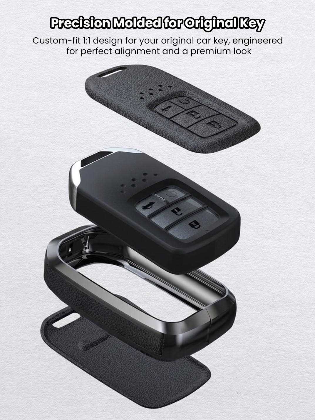 Honda Key Genuine Leather & Metal Frame