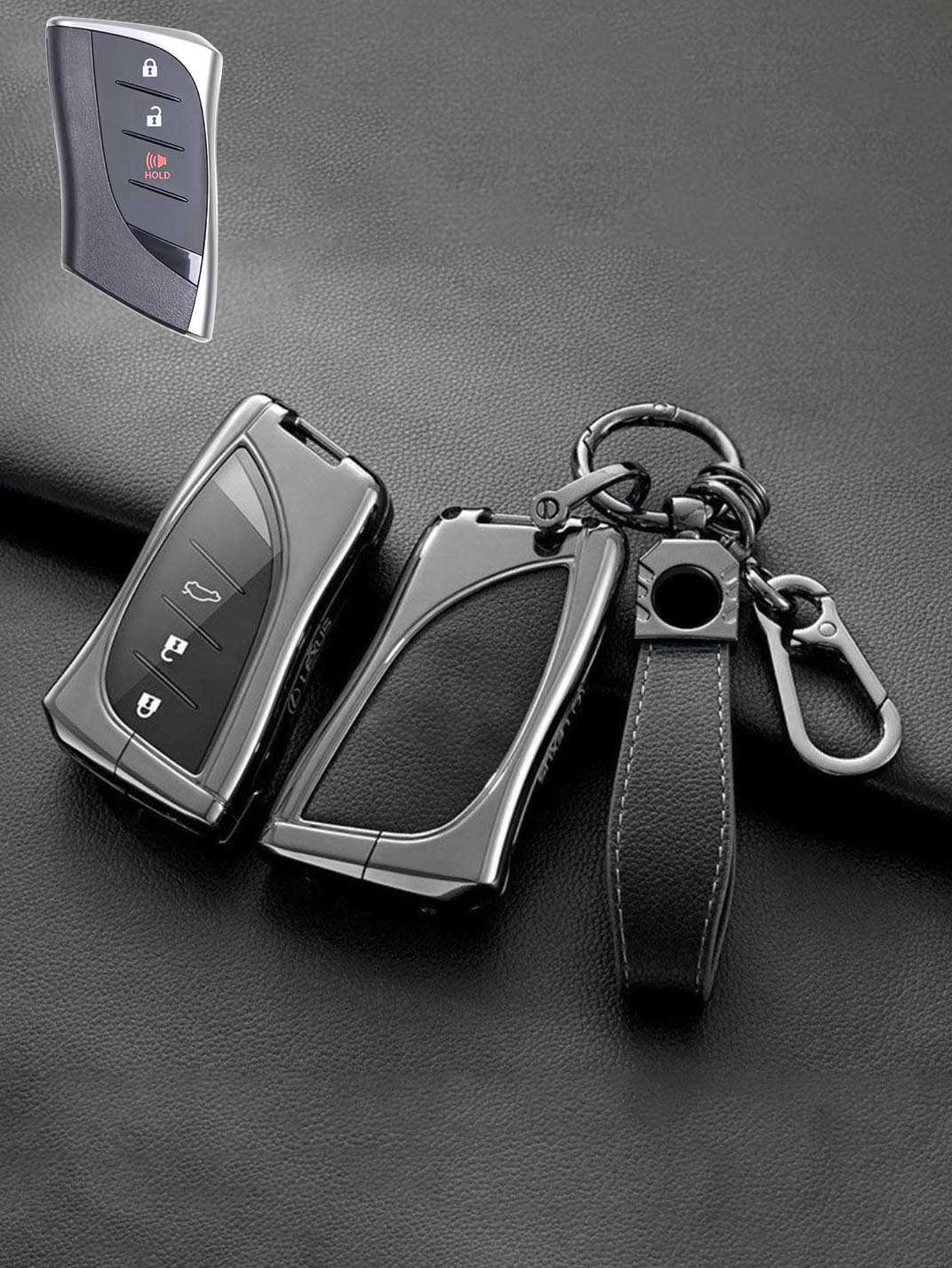 Lexus Key Fob Cover with Leather & Metal Frame