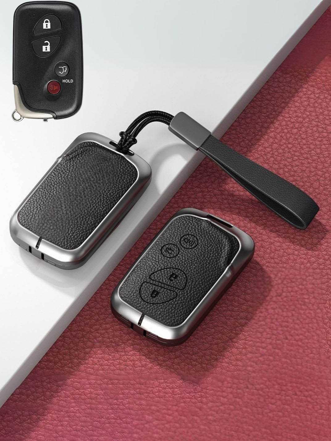 Lexus Key Fob Cover with Leather & Metal Frame