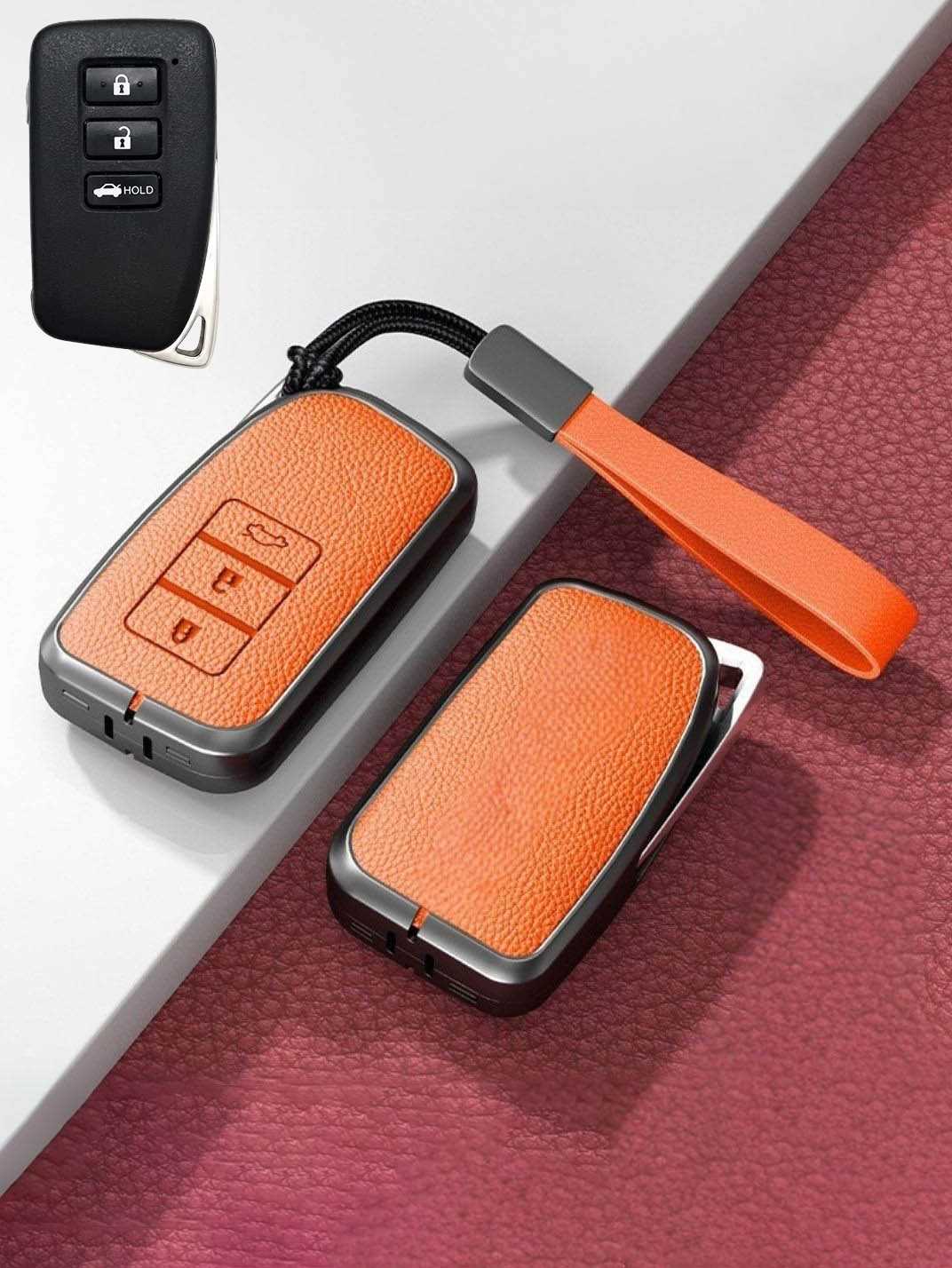 Lexus Key Fob Cover with Leather & Metal Frame