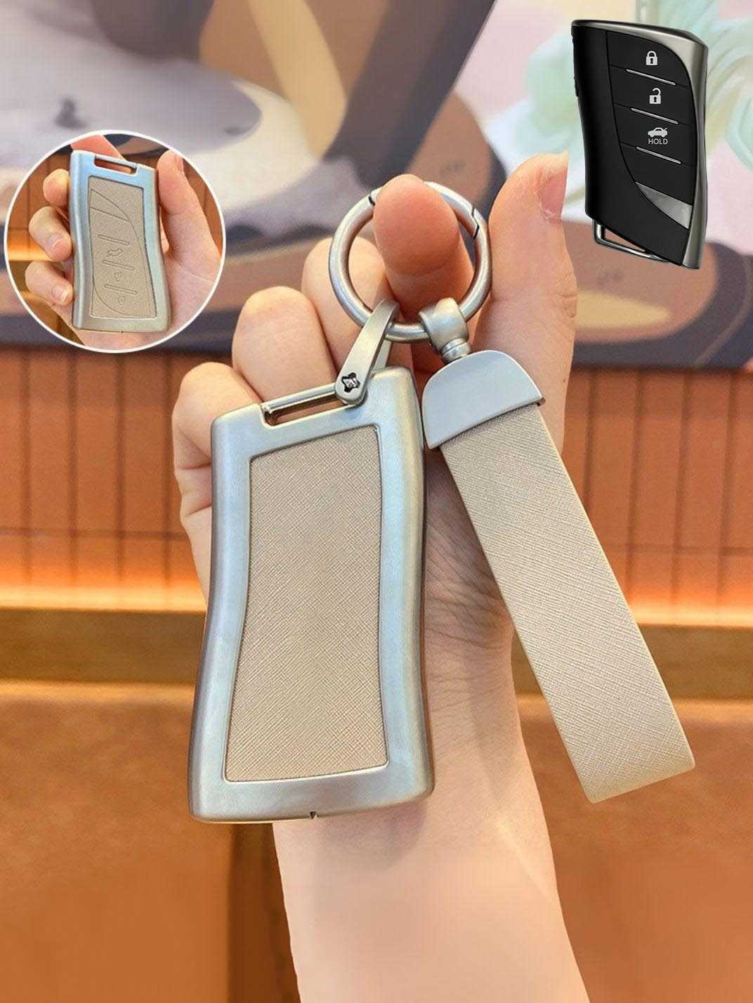 Lexus Key Fob Cover with Leather & Metal Frame