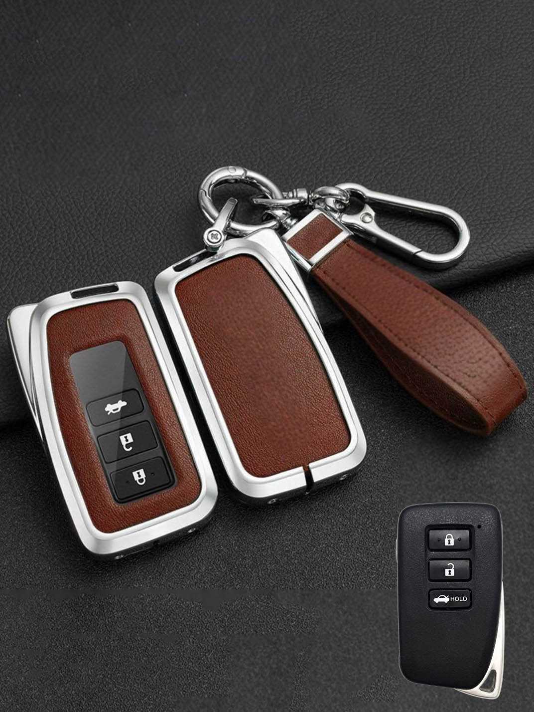 Lexus Key Fob Cover with Leather & Metal Frame