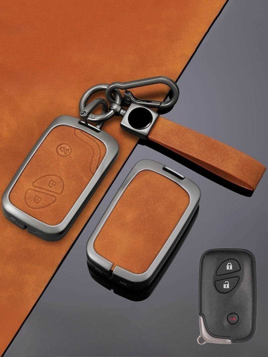 Vintage Leather Metal Alloy Lexus Key Cover