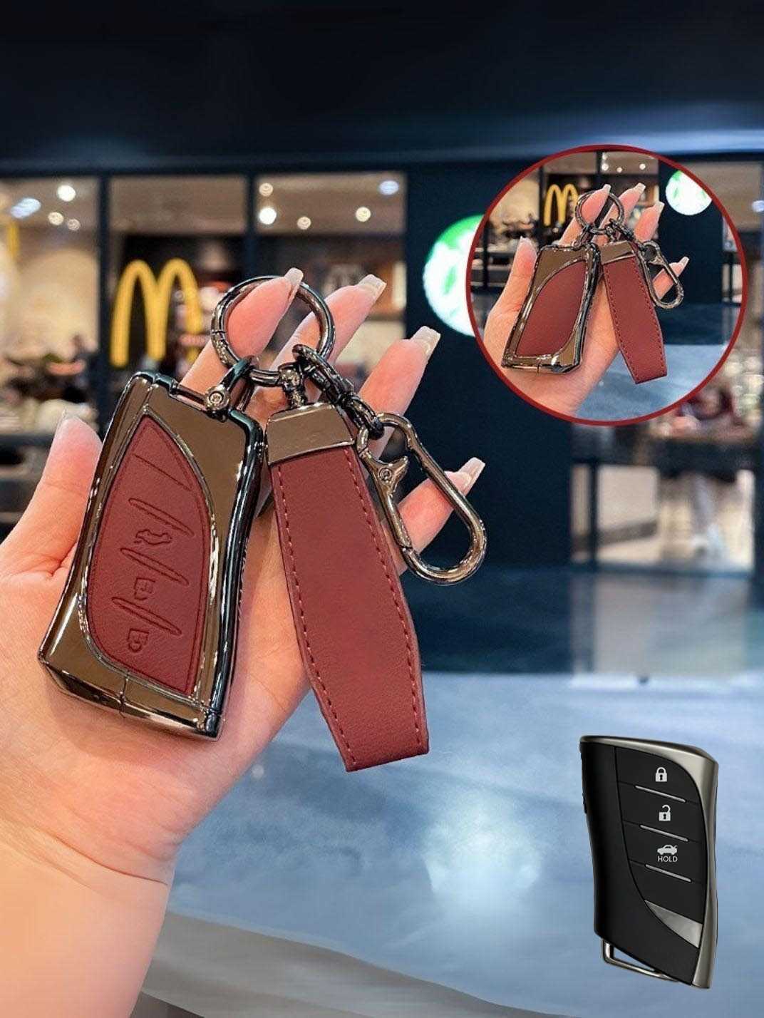 Lexus Key Genuine Leather & Metal Frame