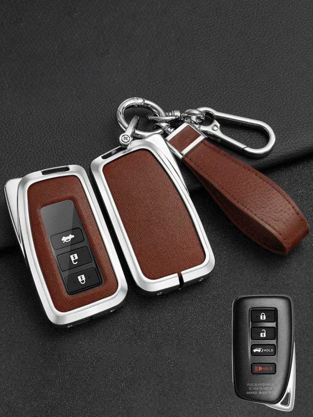 Lexus Key Fob Cover with Leather & Metal Frame
