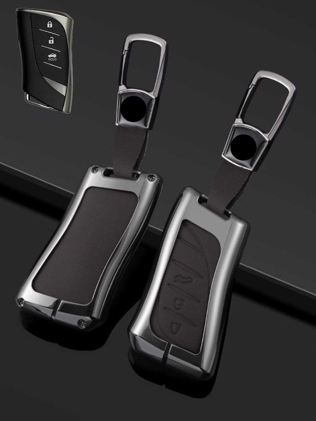 Lexus Key Fob Cover with Leather & Metal Frame