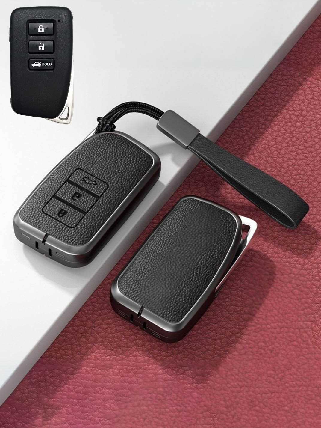 Lexus Key Fob Cover with Leather & Metal Frame