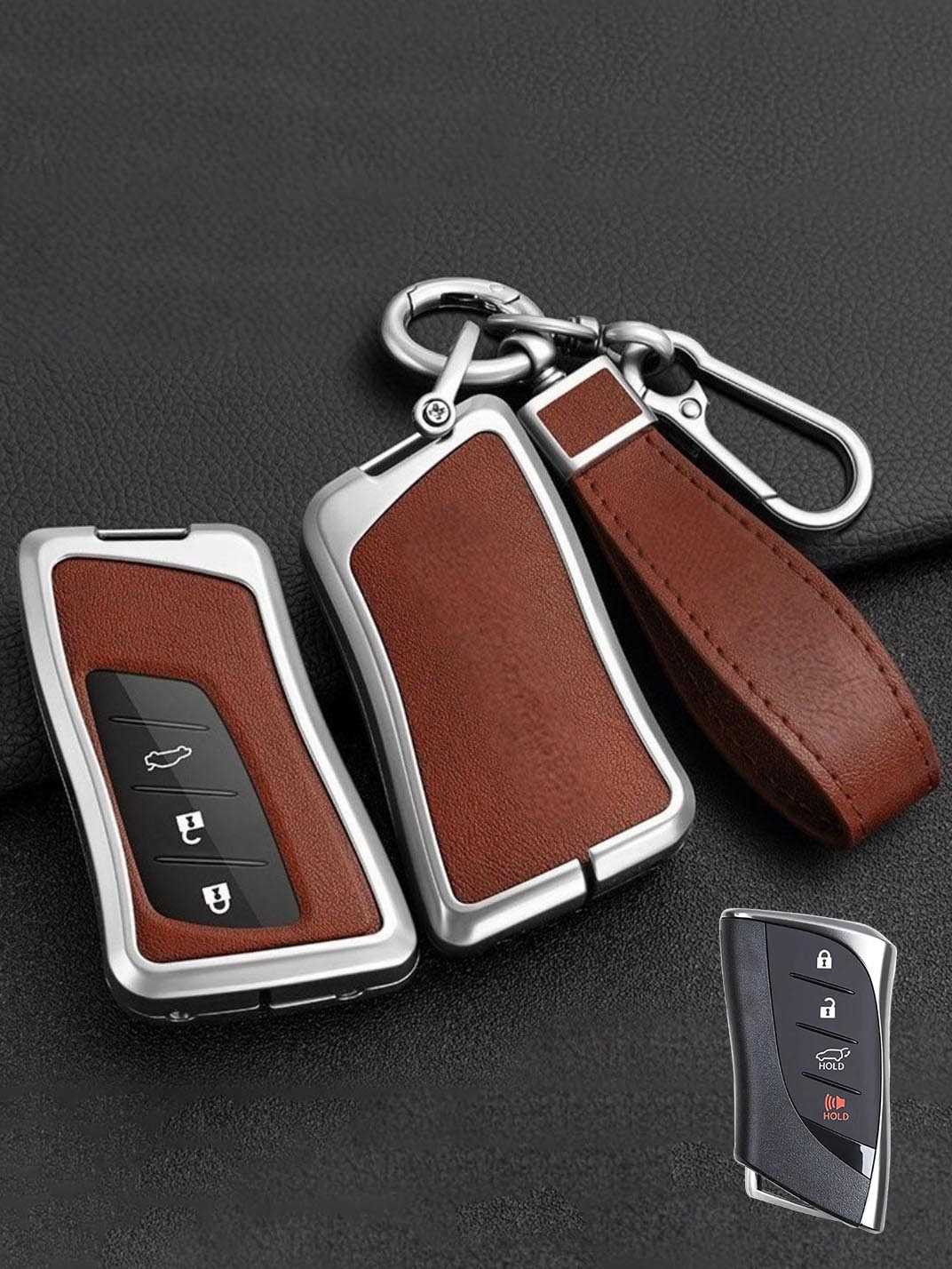 Lexus Key Fob Cover with Leather & Metal Frame