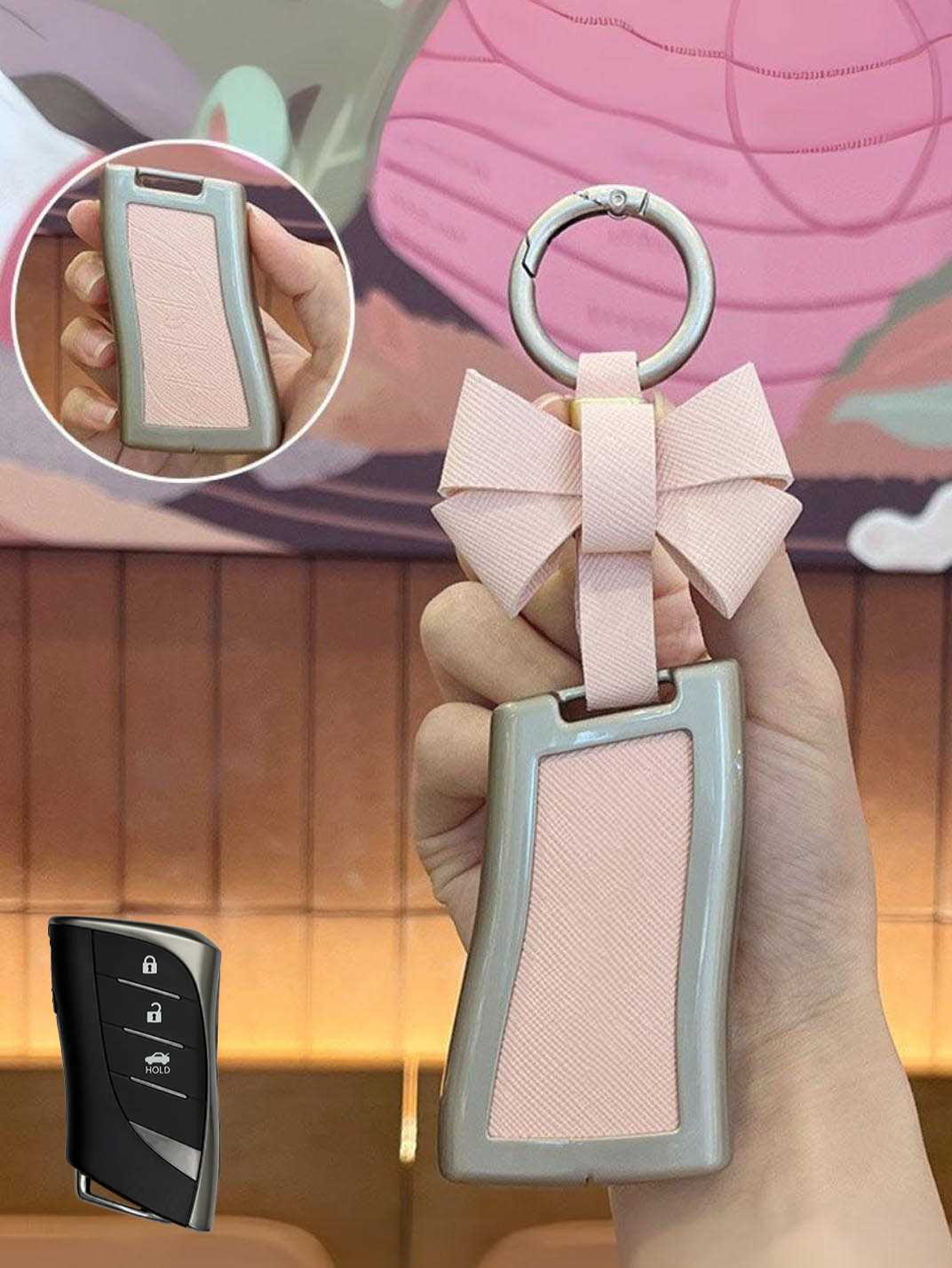 Lexus Key Fob Cover with Leather & Metal Frame