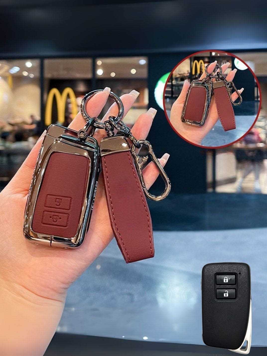 Lexus Key Genuine Leather & Metal Frame