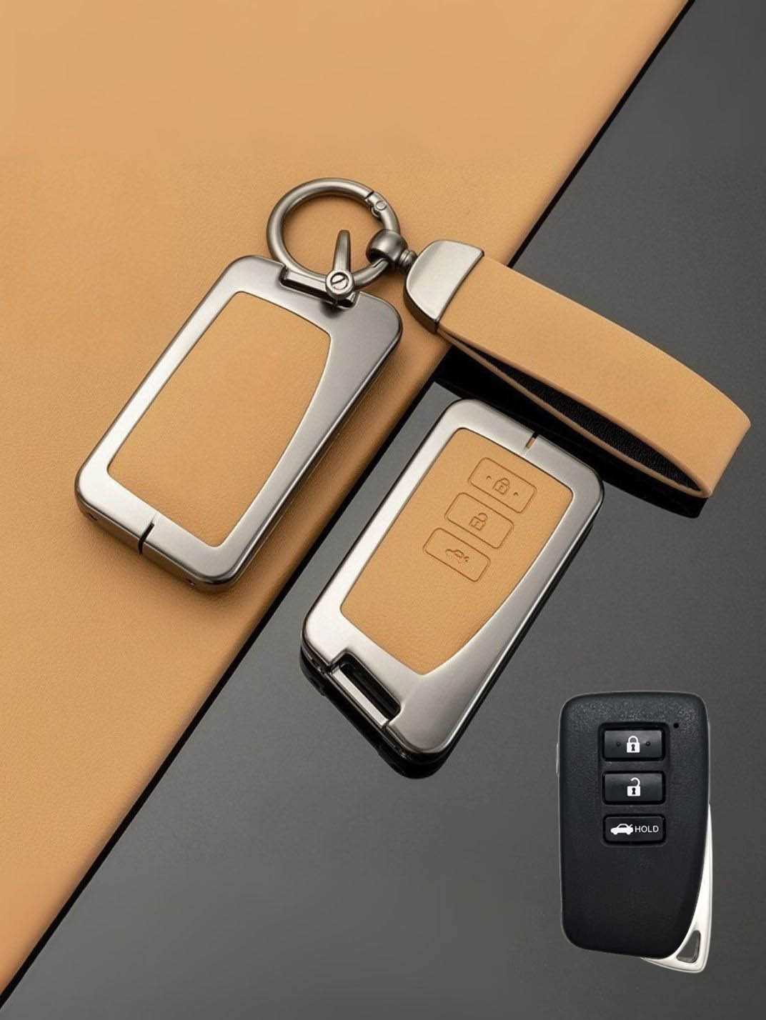 Lexus Key Genuine Leather & Metal Frame