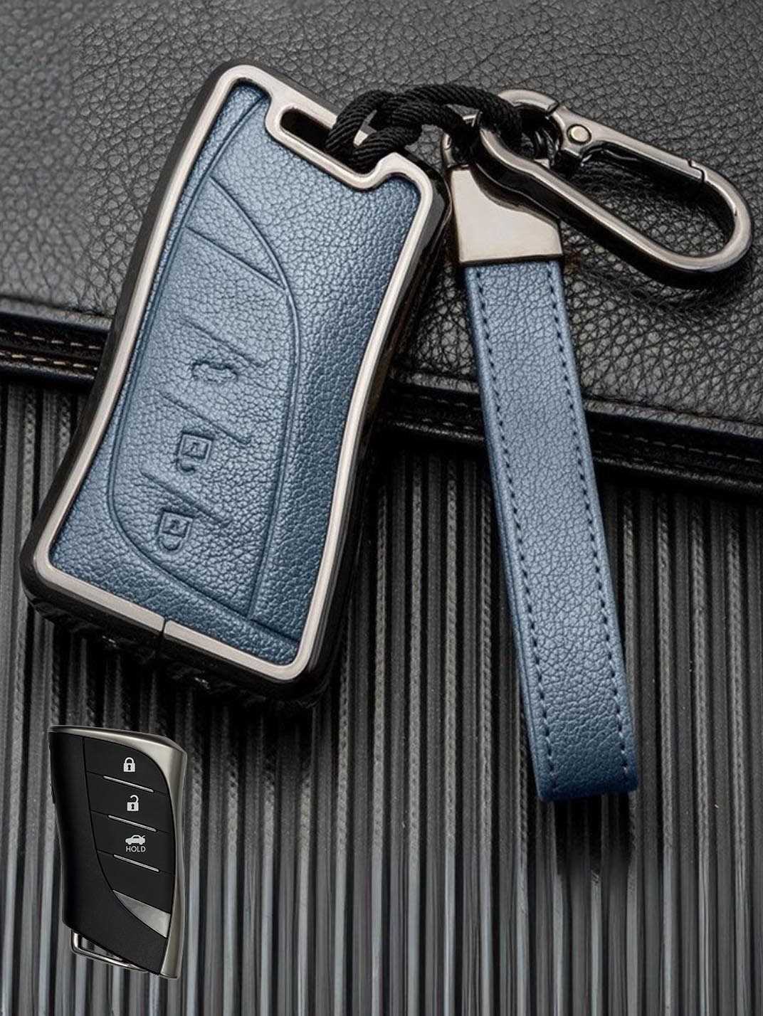 Lexus Key Fob Cover with Leather & Metal Frame