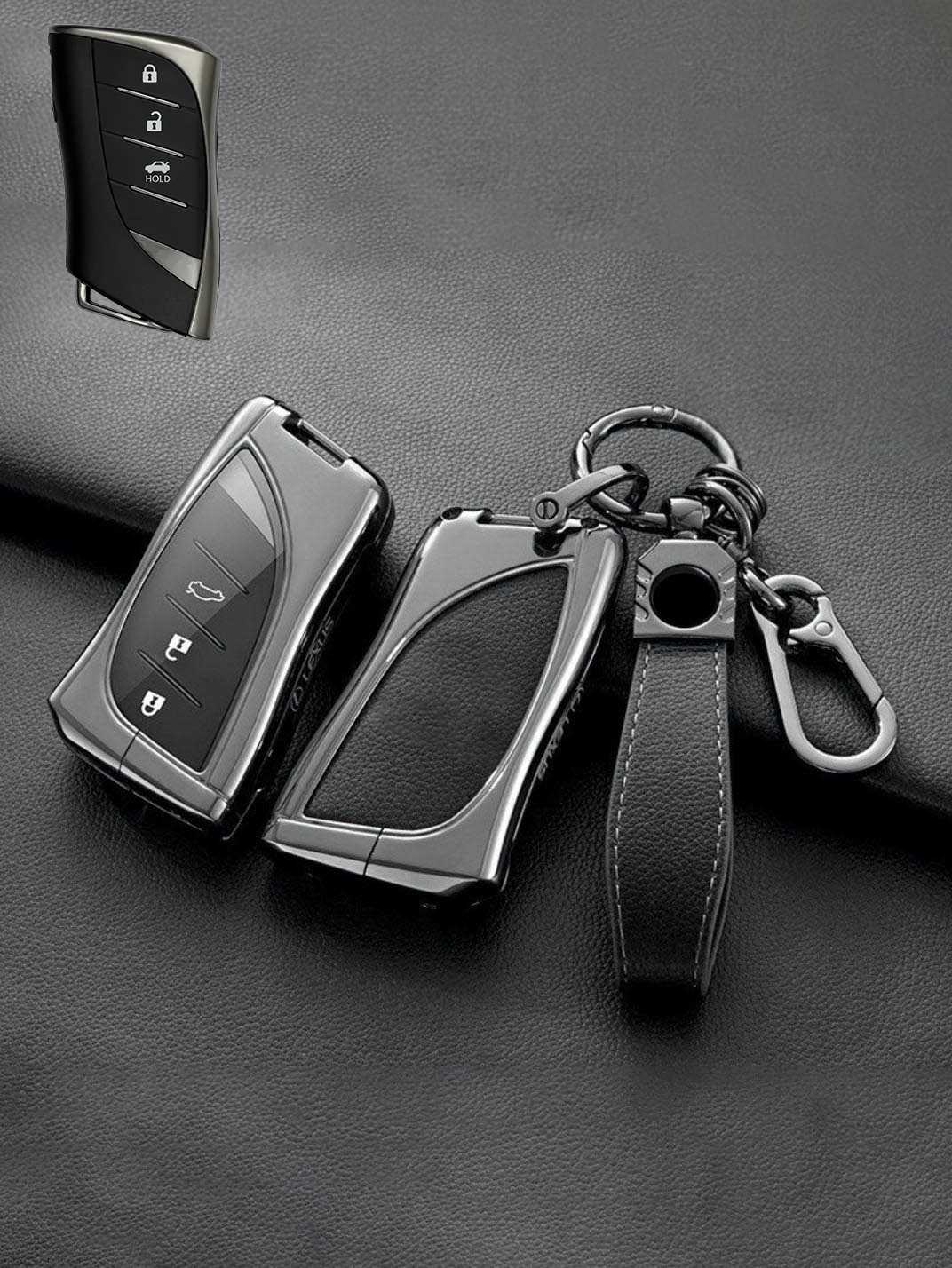 Lexus Key Fob Cover with Leather & Metal Frame