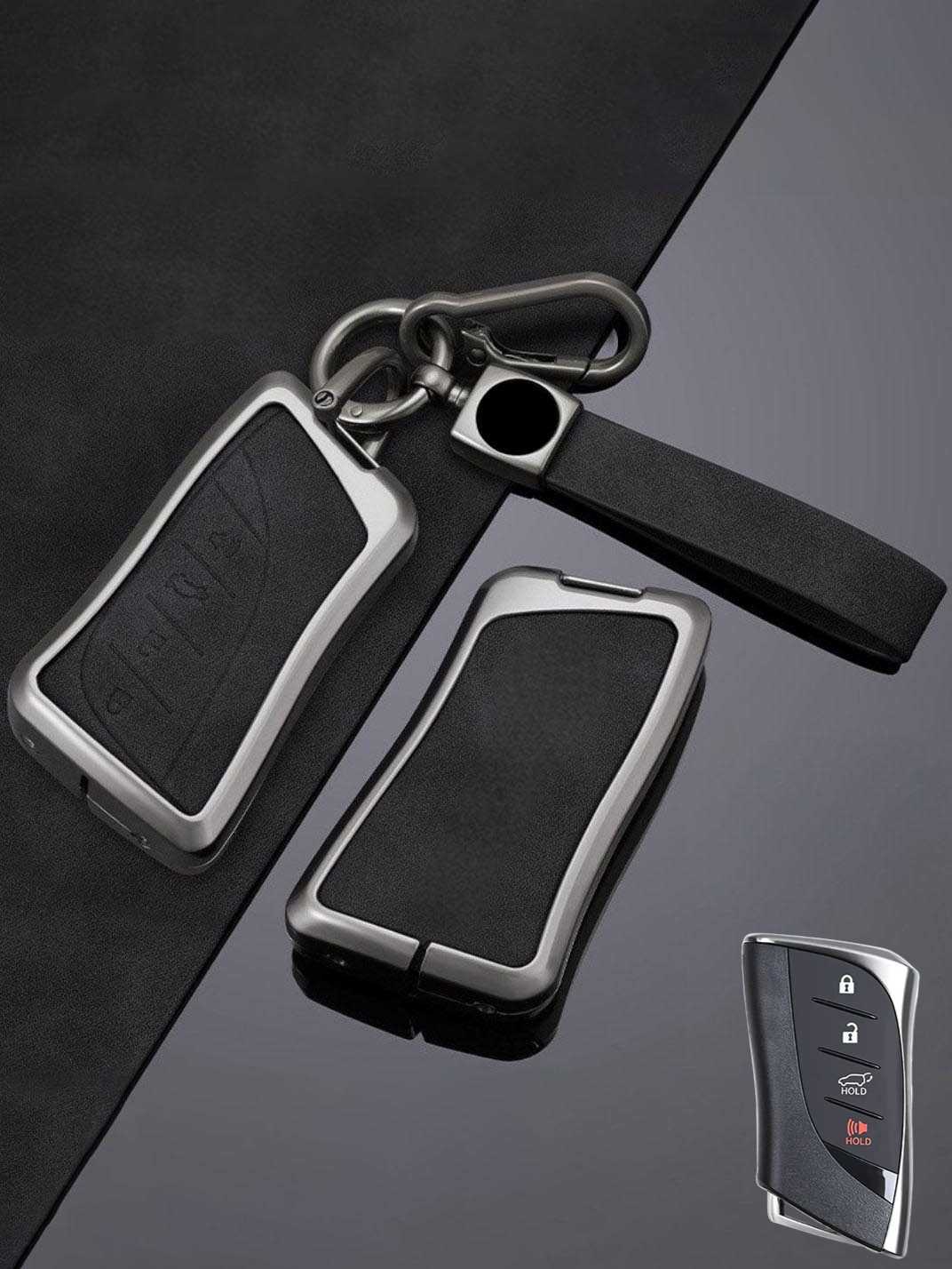 Lexus Key Fob Cover with Leather & Metal Frame