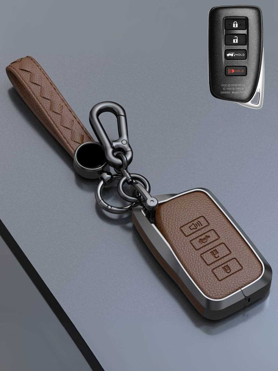 Lexus Key Fob Cover with Leather & Metal Frame