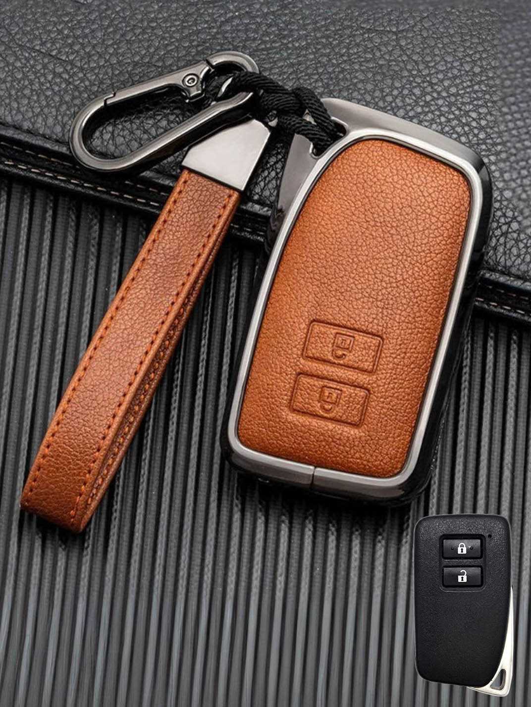 Lexus Key Fob Cover with Leather & Metal Frame