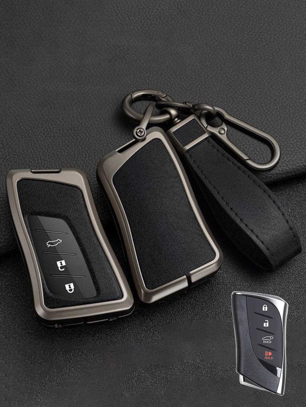 Lexus Key Fob Cover with Leather & Metal Frame